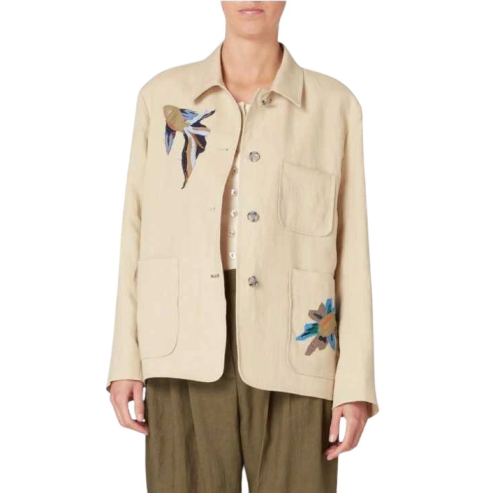 Paul Smith Damen Beige - Marine Patch Leinenjacke - Jackets - M