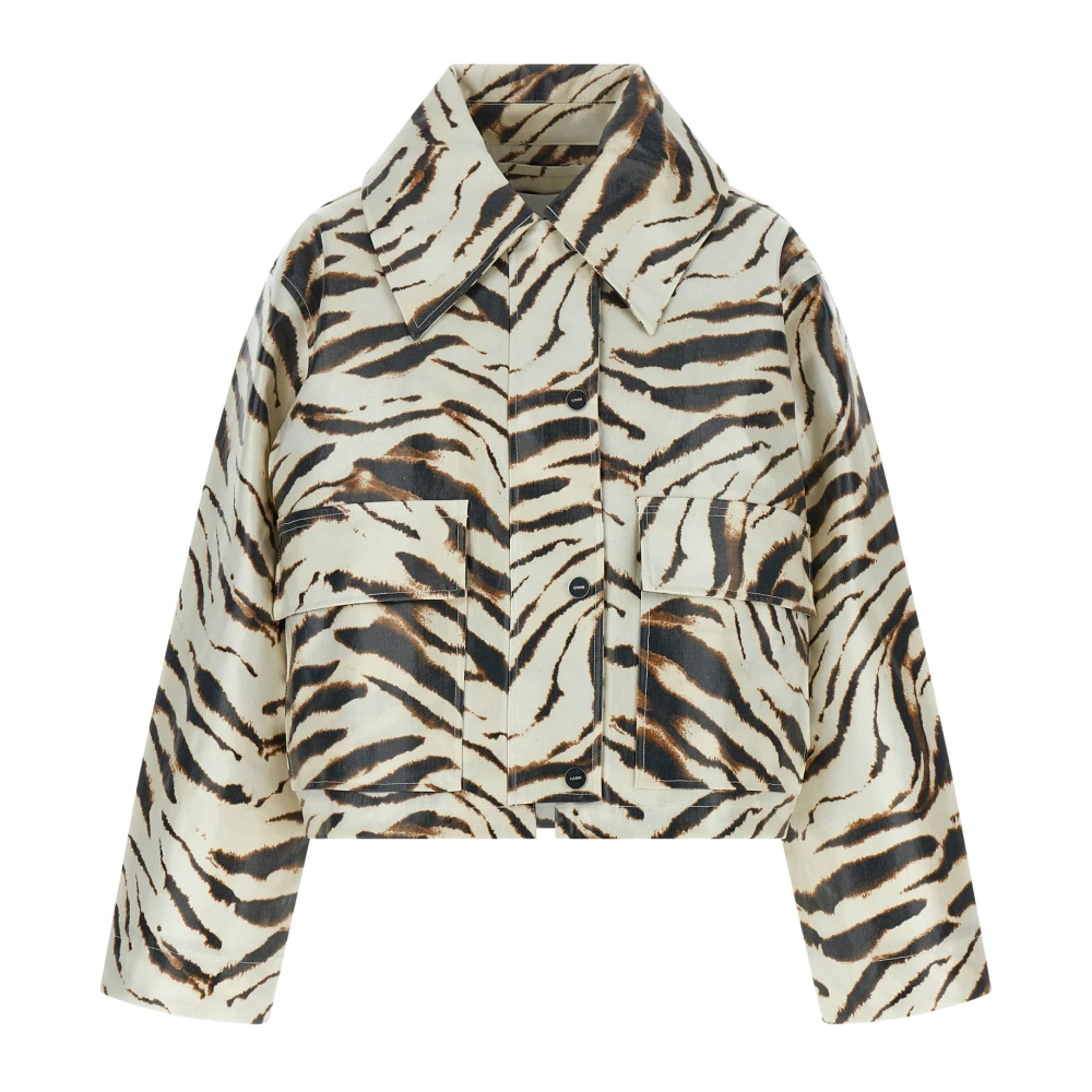 GANNI Jacke in laminiertem Zebra weiß - Bild 4
