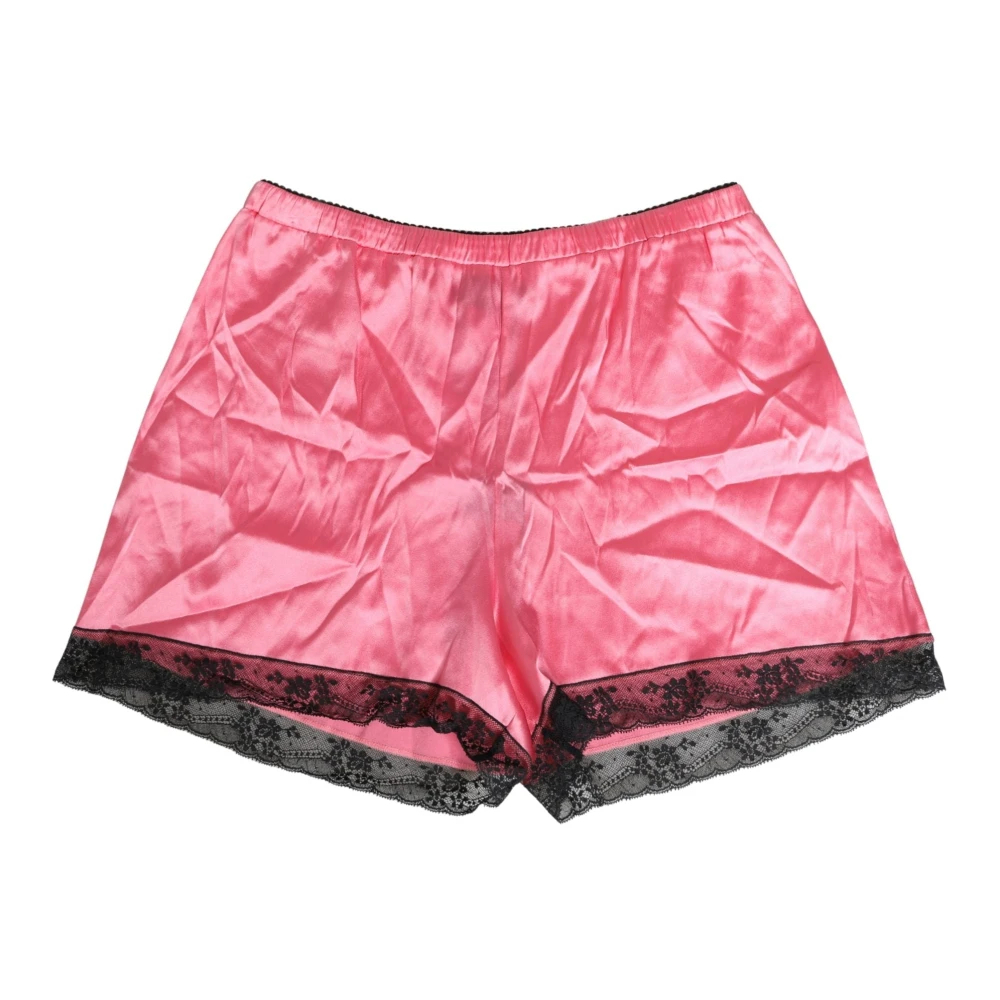 Dolce & Gabbana Damen Rosa - Seidenshorts Mit Spitzendetails - Nightwear & Lounge - S