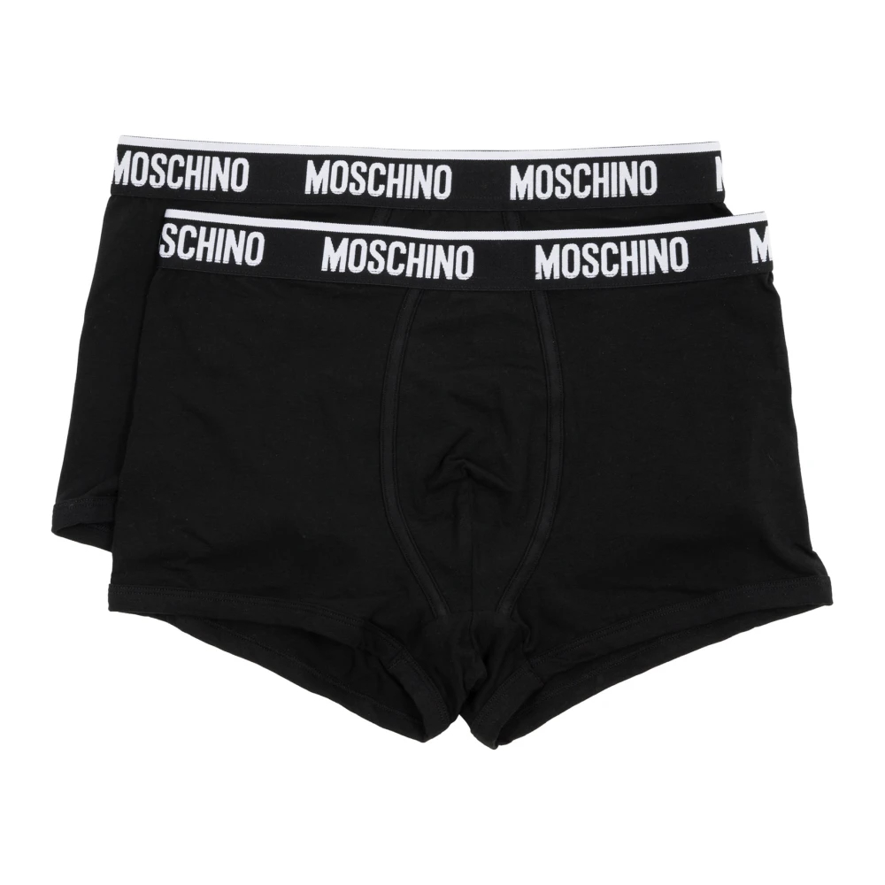 Moschino Herren Schwarz - Einfarbige Boxershorts 2Er-Pack - Underwear - K -S