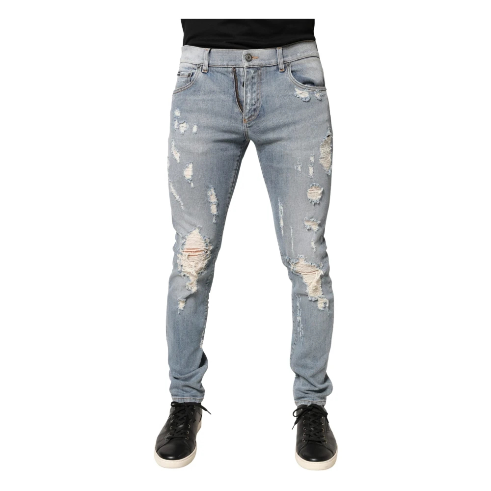 Dolce & Gabbana Herren Blau - Distressed Skinny Denim Jeans - Jeans - L