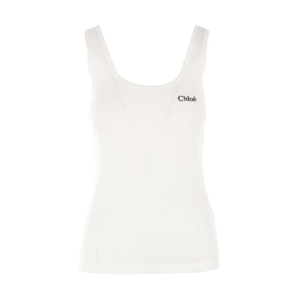 Chloé - Logo Jersey Tank Top - Tops - Damen - Weiß - L - Bild 8