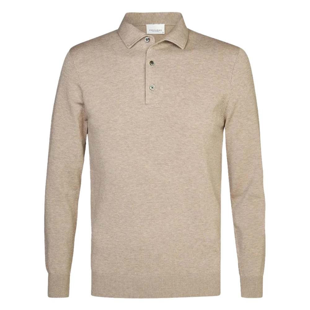 Hemden Profuomo Herren Beige Luxury Regular Fit Longsleeve Poloshirt Einfarbig - Bild 8