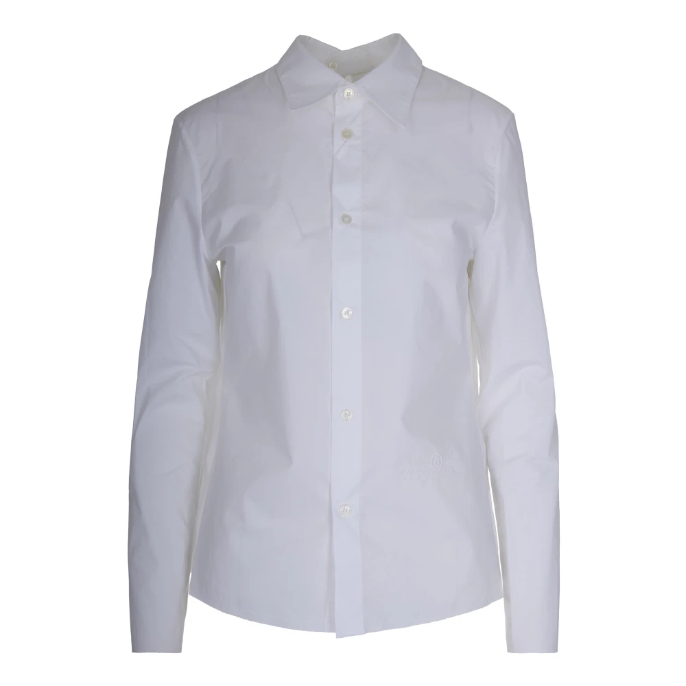 Mm6 Maison Margiela Damen Weiß - Popeline & Jersey Langarmshirt - Blouses & Shirts - 2XS