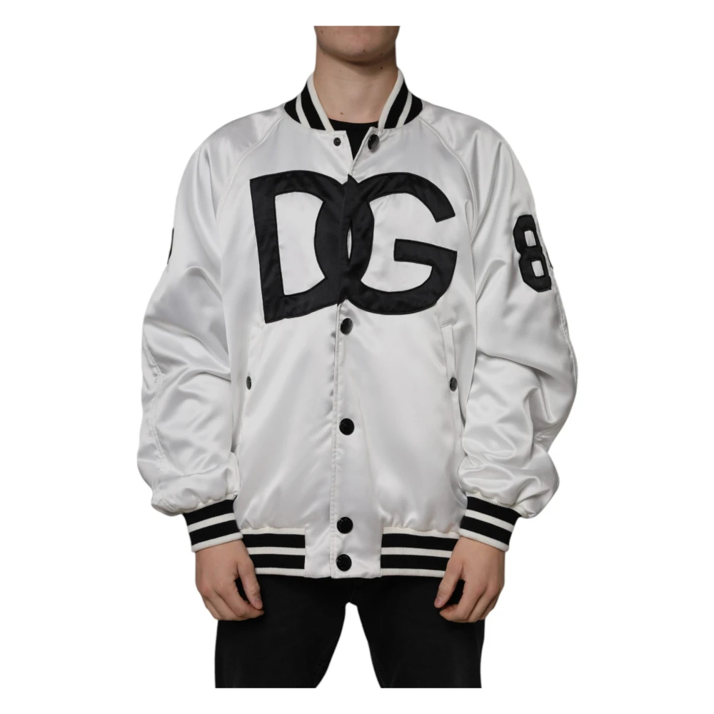 Dolce & Gabbana Herren Weiß - Logo Full Zip Bomberjacke - Jackets - Xl