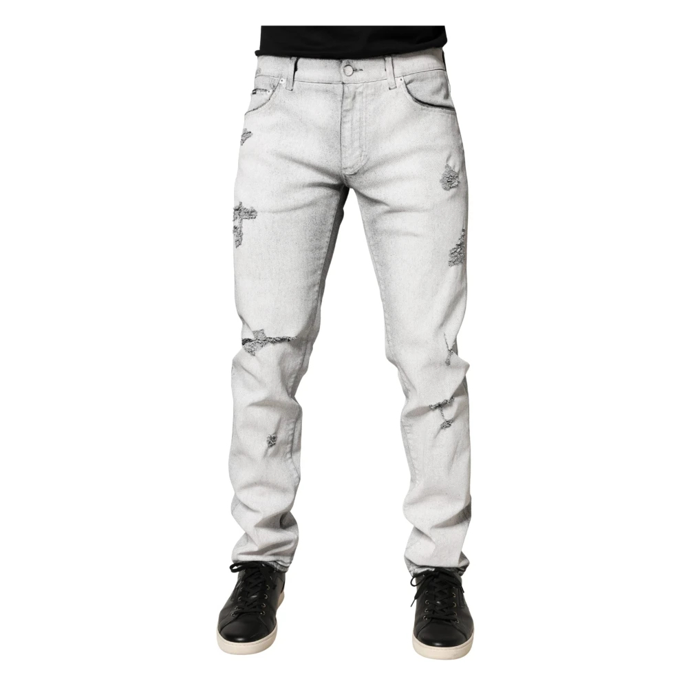 Dolce & Gabbana Herren Grau - Distressed Skinny Denim Jeans - Jeans - M