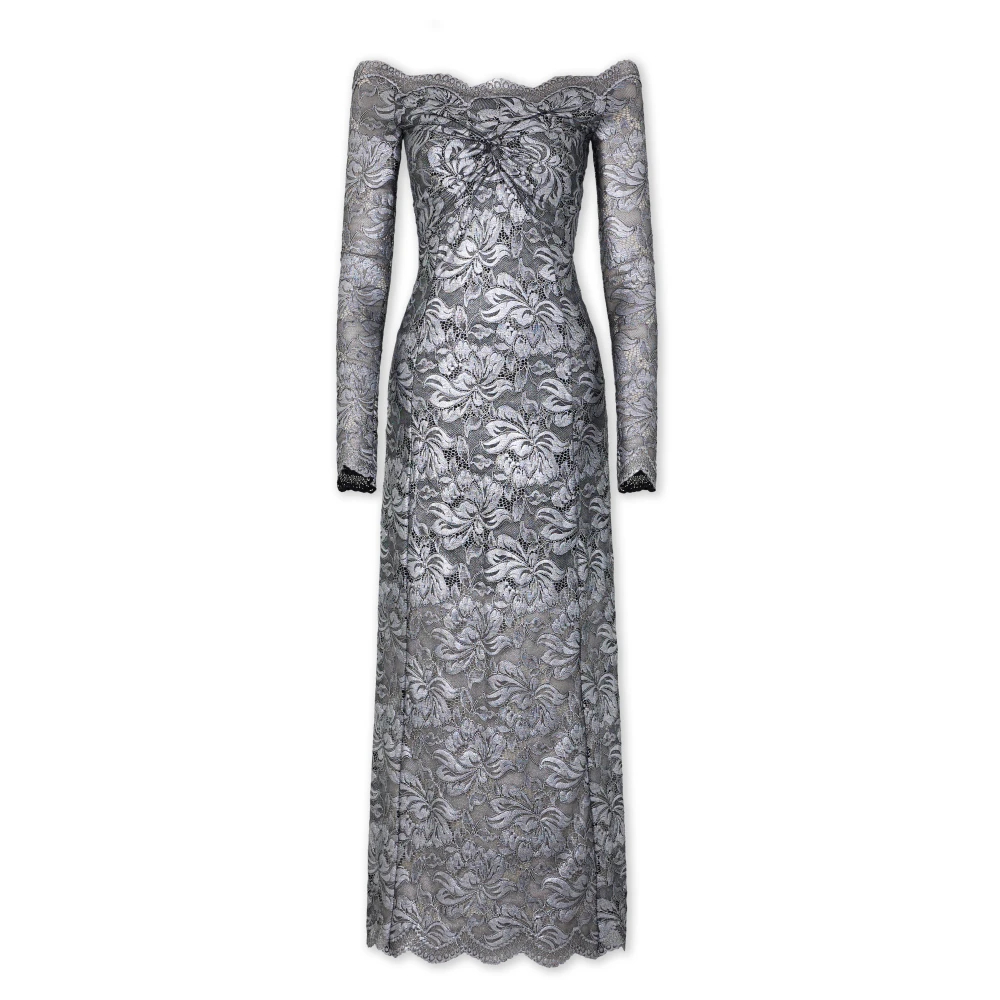 Rabanne Damen Grau - Langes Spitzenkleid - Dresses - L