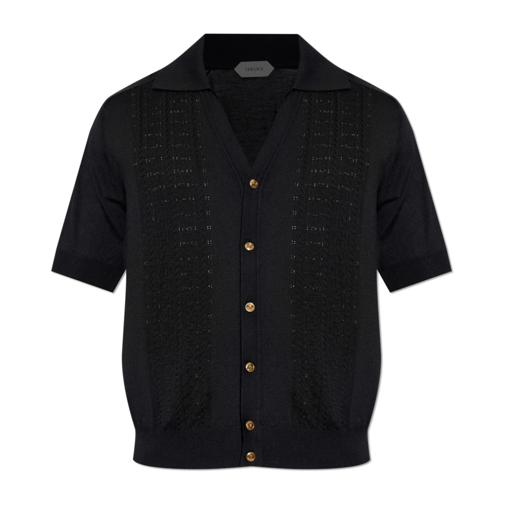 Versace Herren Schwarz - Kurzärmliger Cardigan - Knitwear - K - L