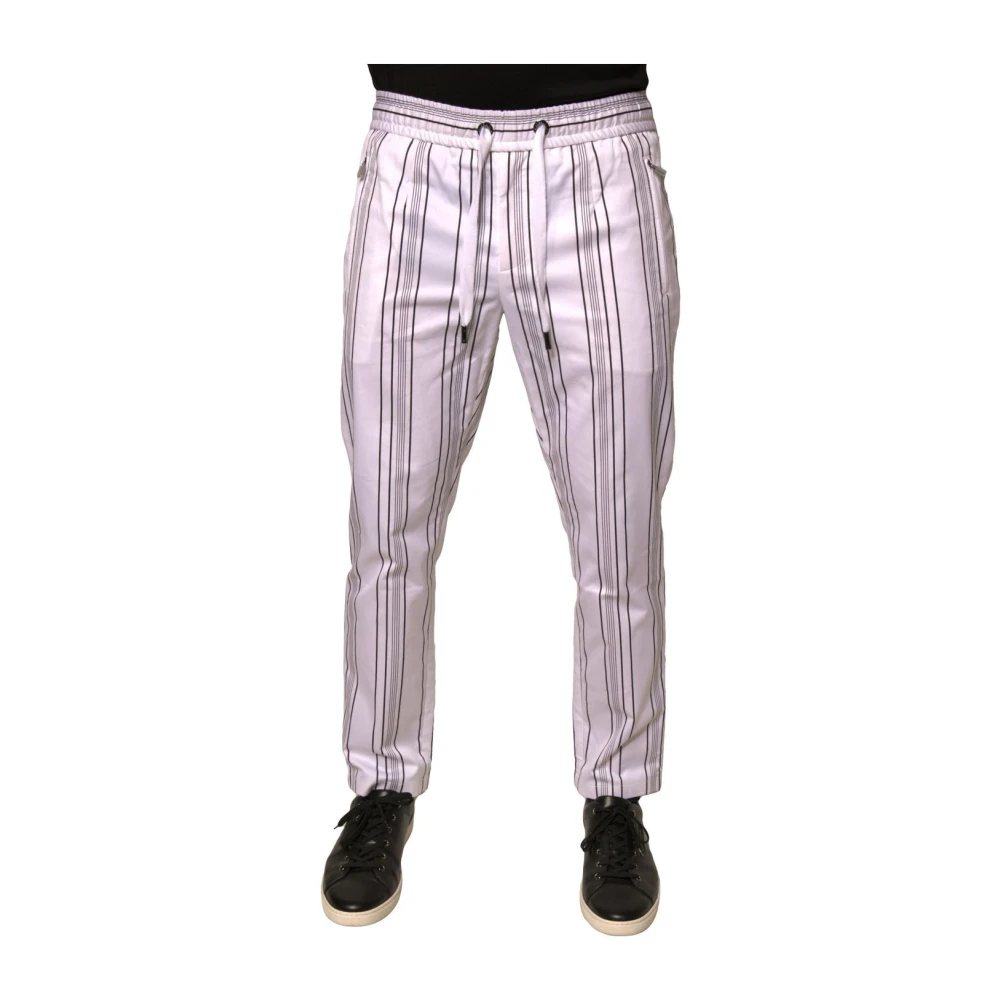 Dolce & Gabbana Herren Rosa - Elegante Gestreifte Anzughose - Trousers - S