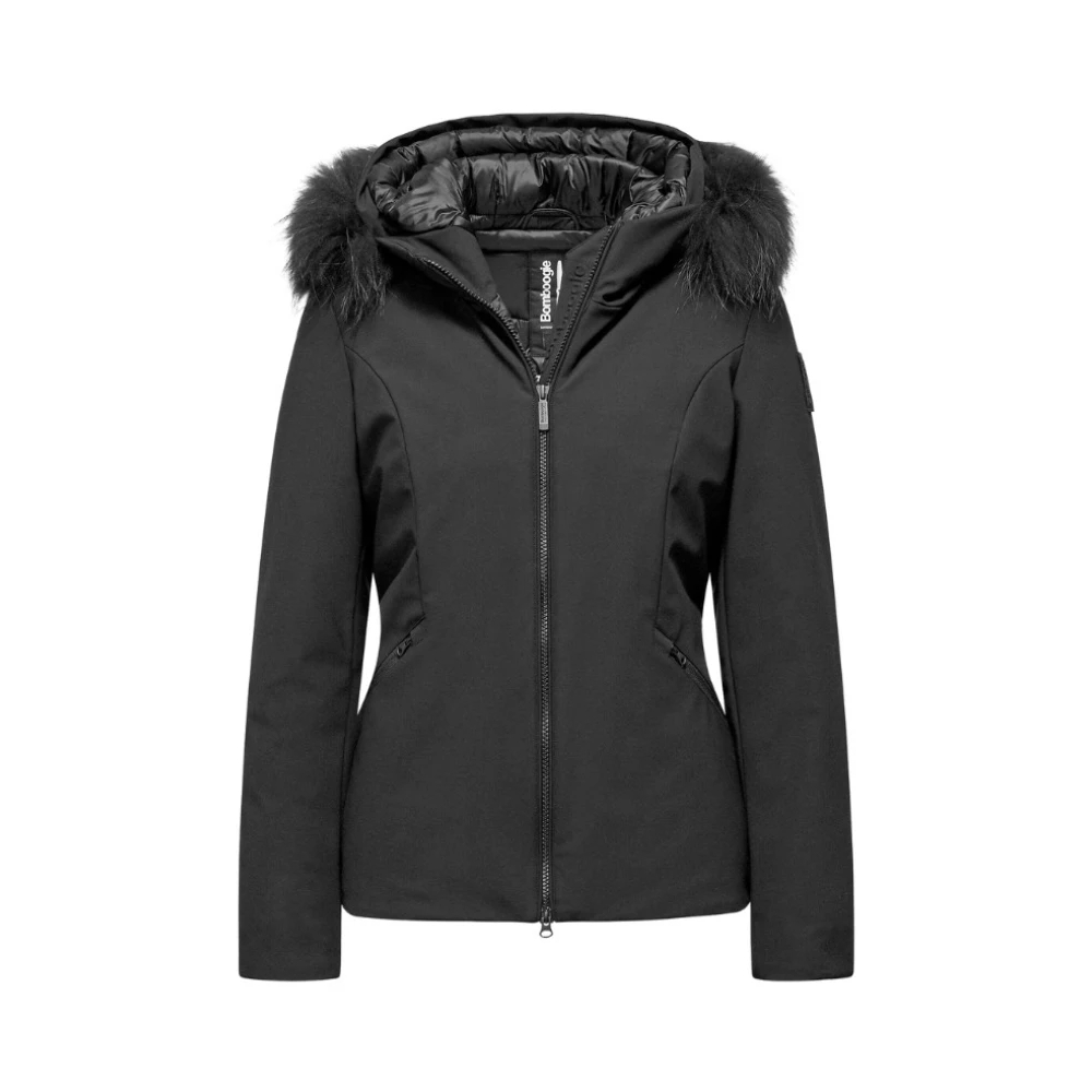 Bomboogie Damen Schwarz - Jacke + Waschbärpelz - Jackets - K - L