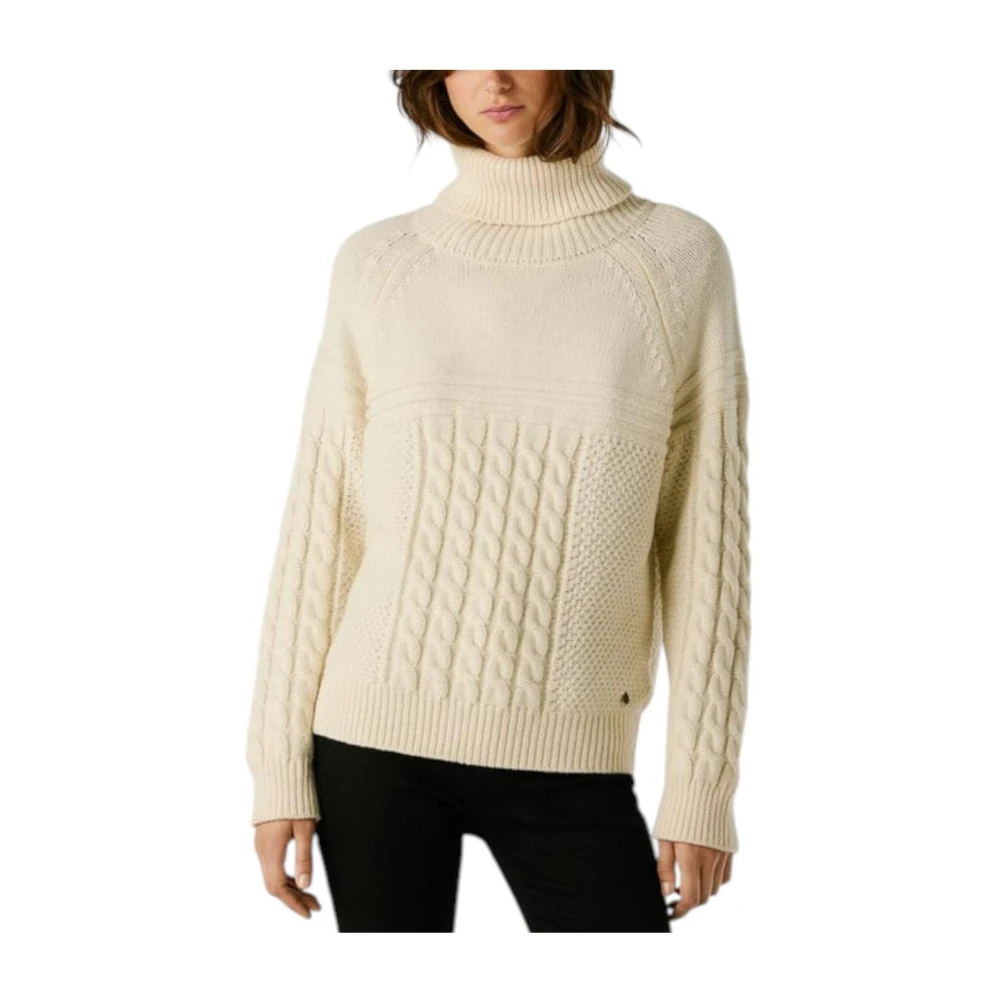 Pepe Jeans Damen Beige - Zeitloser Weißer Rollkragenpullover - Knitwear - Xs