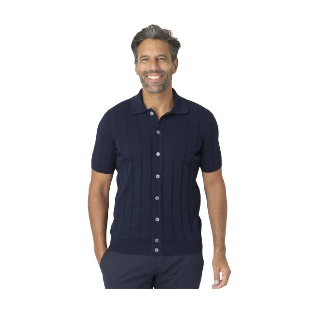 Gran Sasso Herren Blau - Kurzärmeliges Strickhemd - Knitwear - L