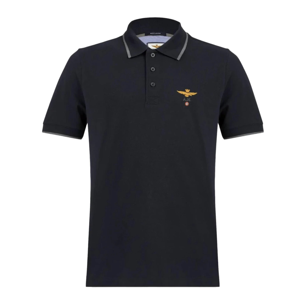 Aeronautica Militare Herren Schwarz - Piqué Baumwollpolo - Tops - K -S