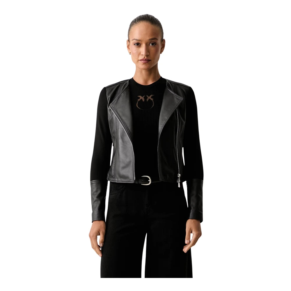 Pinko Damen Schwarz - Hybrid-Bikerjacke - 40 - Bild 3