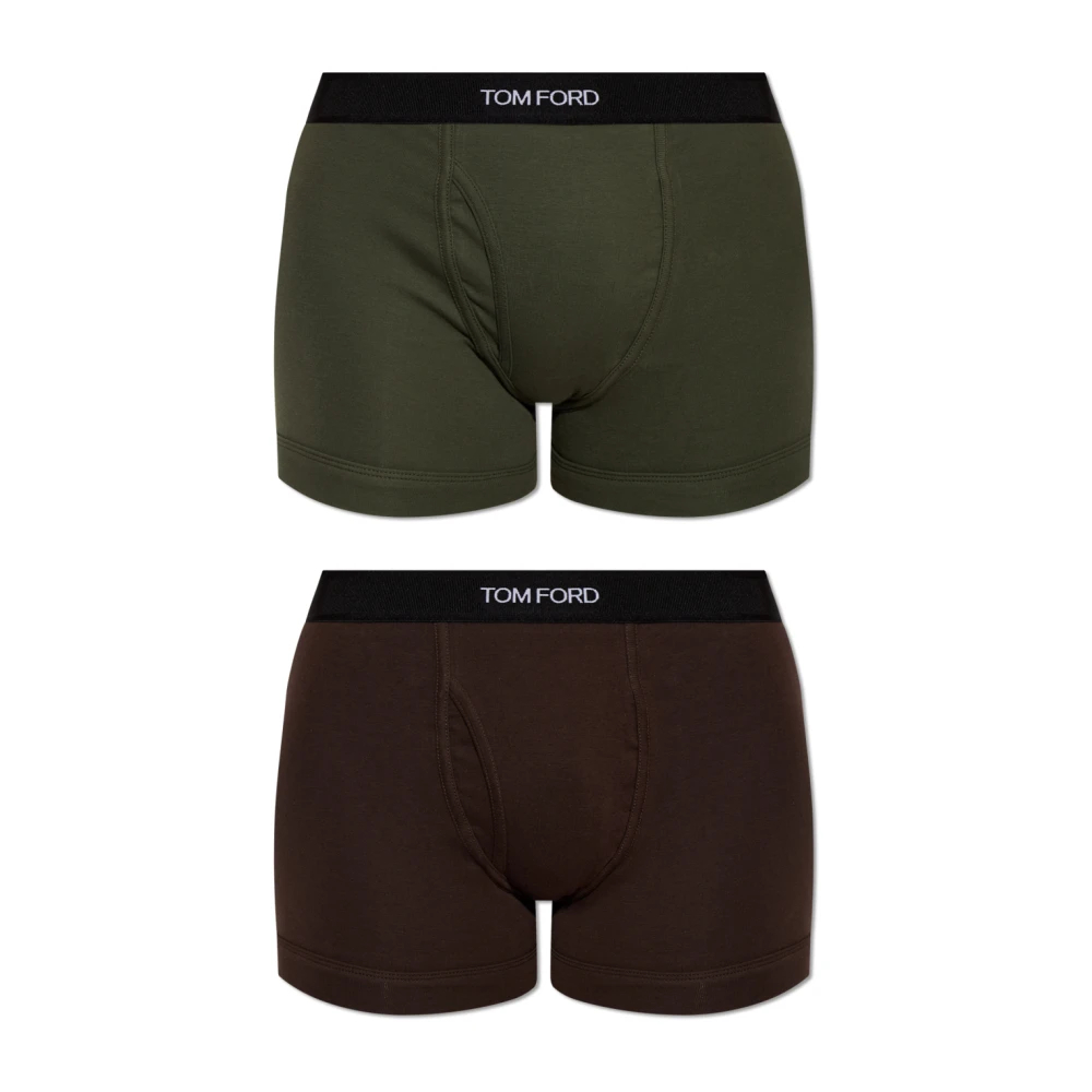 Tom Ford Herren Multicolor - Baumwoll-Boxershorts Im Zweierpack Mit Logo - Underwear - Mehrfarbig - L