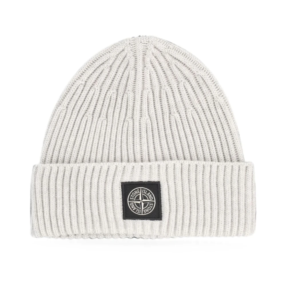 Stone Island - Strickmütze Aus Wolle Mit Rippenmuster - Accessories - Herren - Grau - One Size
