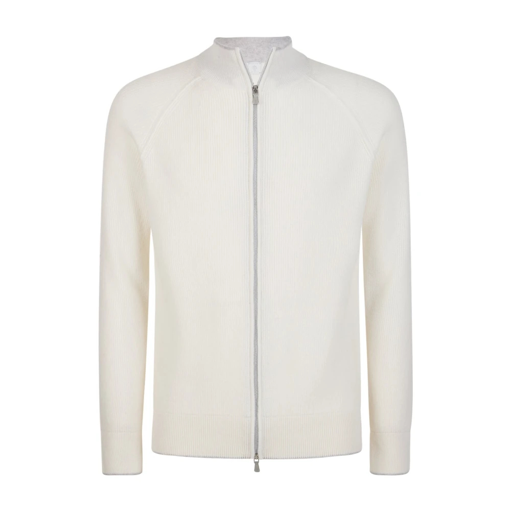 Eleventy Herren Weiß - Maglia Full Zip Collo In Piedi - Knitwear - 3XL
