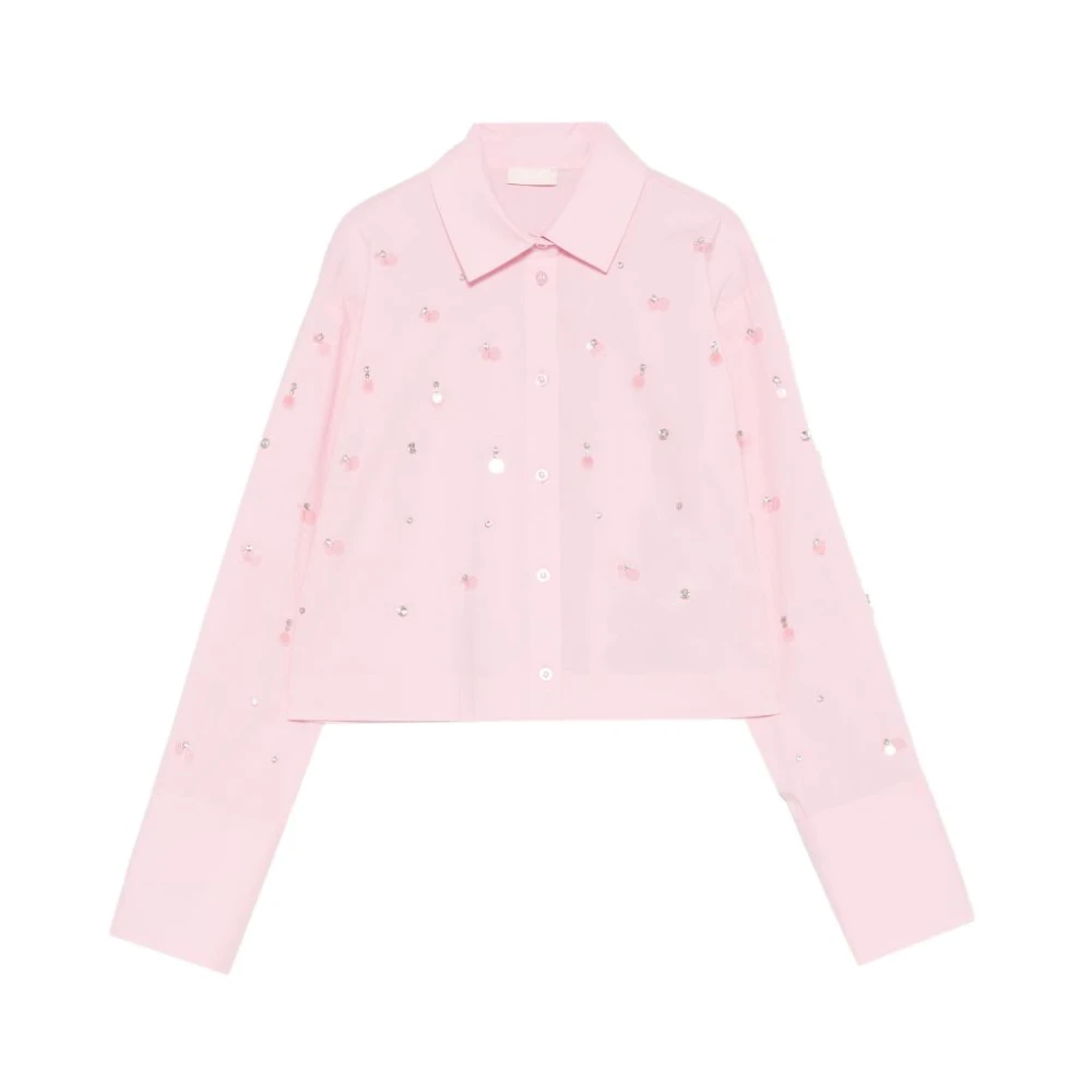 Liu Jo Damen Rosa - Boxy Shirt Mit Schmuckstein-Verzierung - Blouses & Shirts - Xl