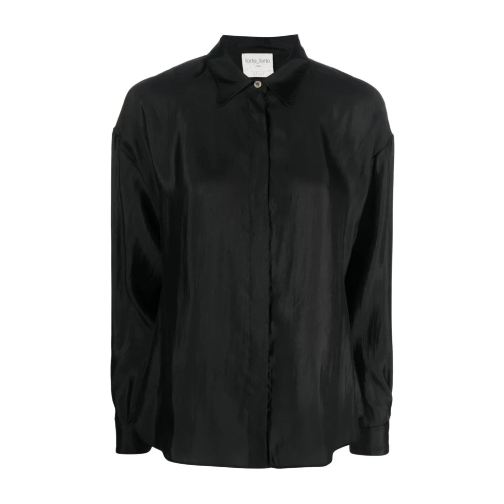 Forte Forte Damen Schwarz - Elegantes Langarm-Seidenhemd In - Blouses & Shirts - K - Xl
