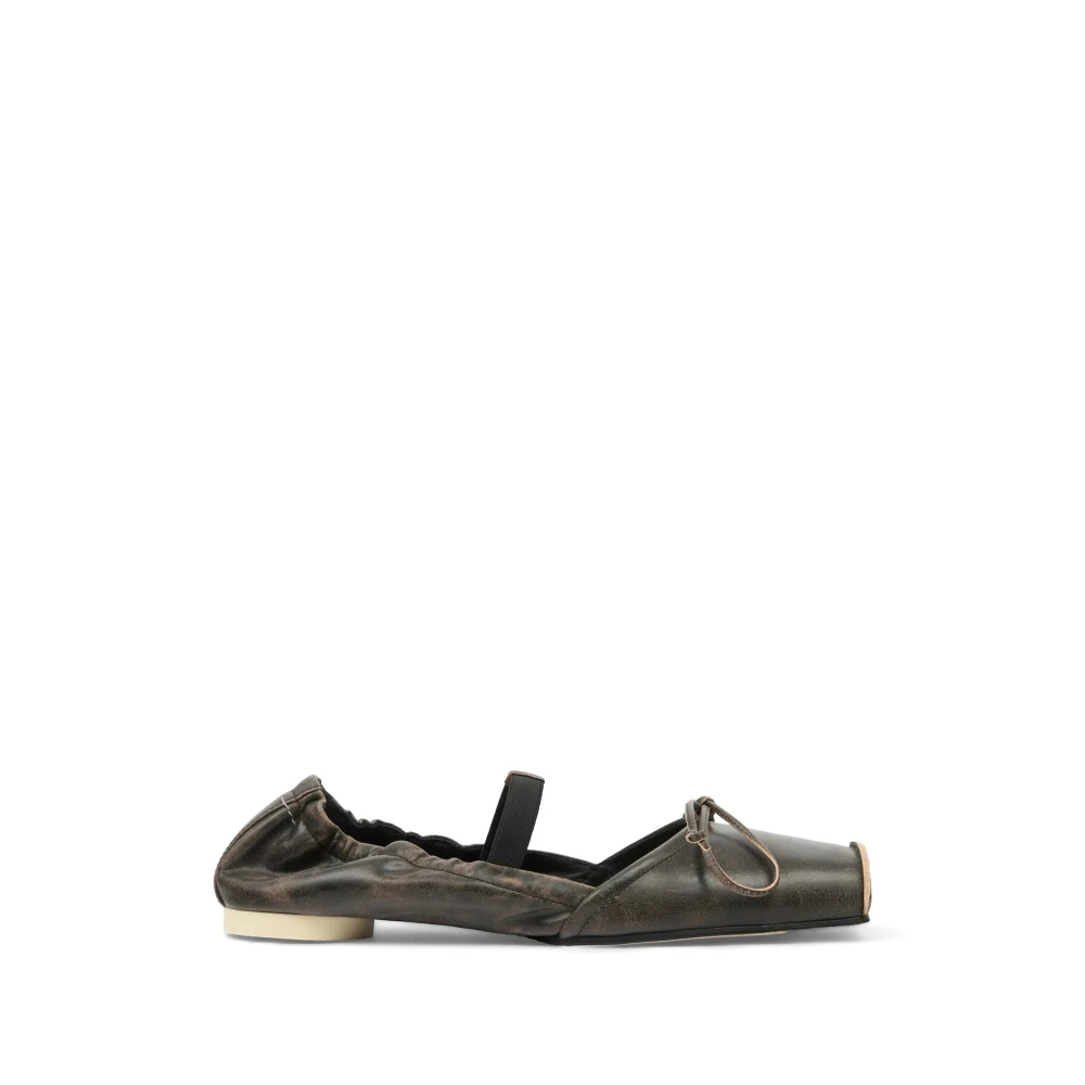 Mm6 Maison Margiela - Ballerina Aus Leder Mit Eckiger Spitze - Shoes - Damen - Schwarzk - 39 Eu