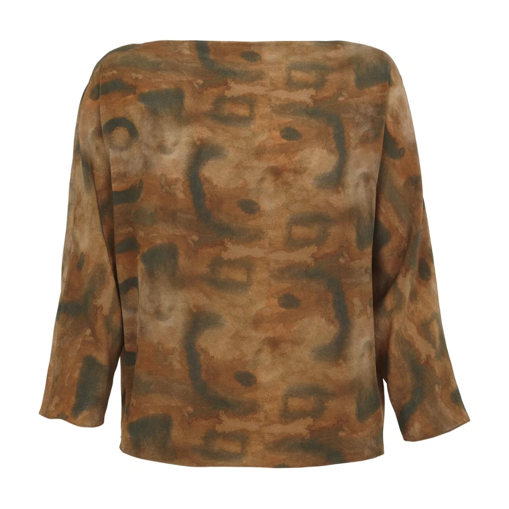 Cortana Damen Braun - Du- Top In Seide Taiyo-Druck - Blouses & Shirts - 2XS