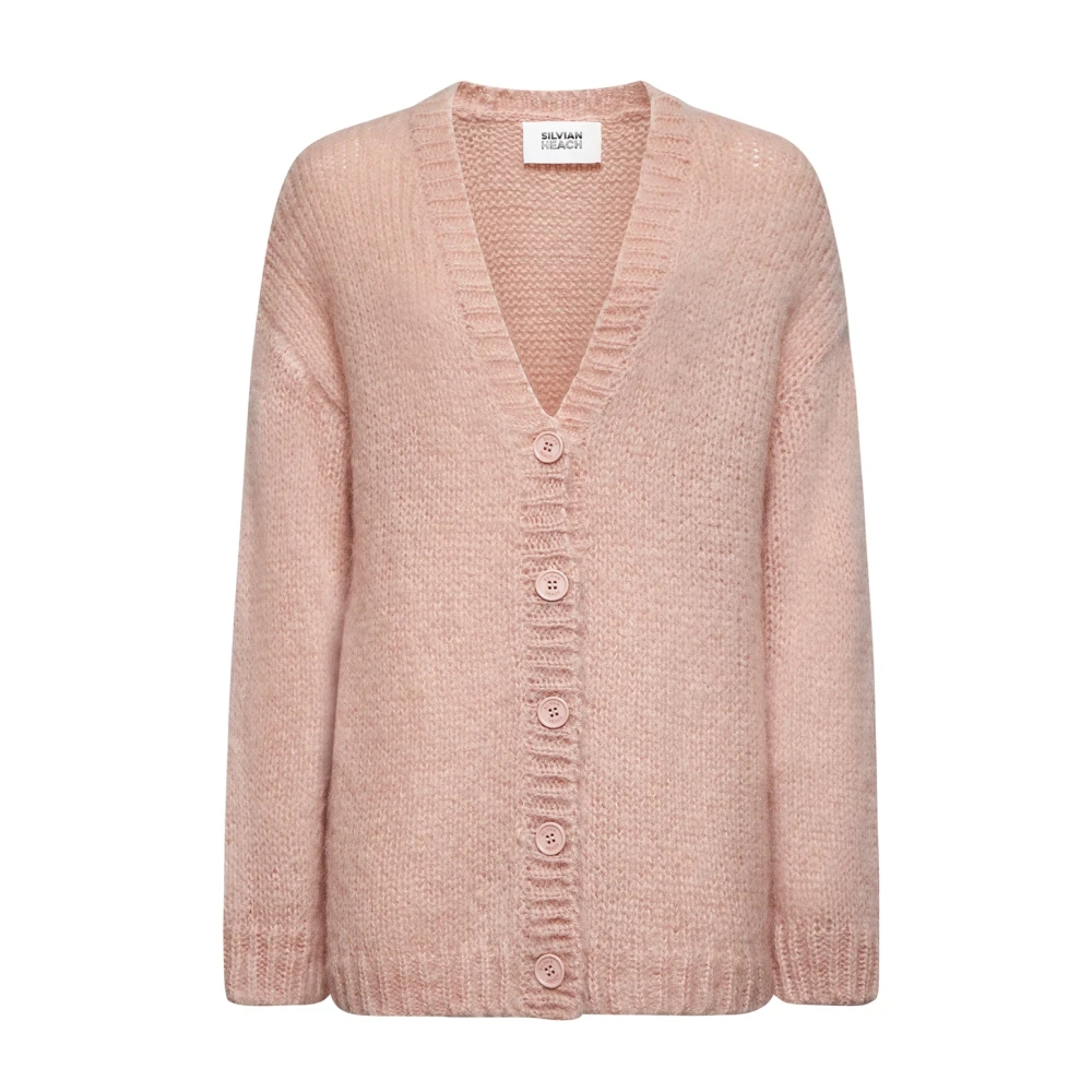 Silvian Heach Damen Rosa - Langer Cardigan Mit Ton-In-Ton-Knöpfen - Knitwear - 2XS