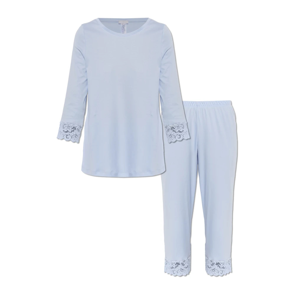 Hanro Damen Blau - Moments Nw Zweiteiliges Pyjama-Set - Nightwear & Lounge - M
