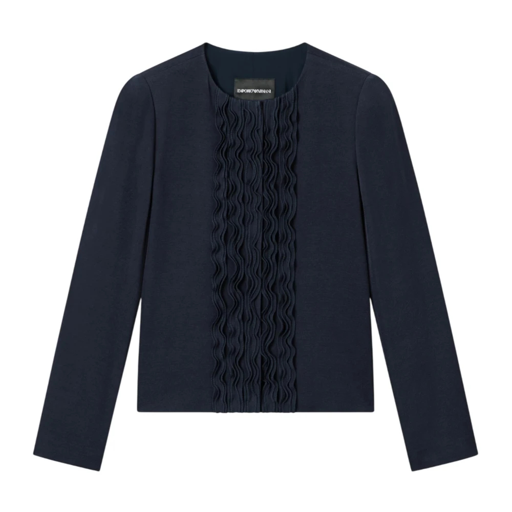 Emporio Armani Damen Blau - Jacke Aus Gewaschenem Twill Mit Taillierten Seiten - Blouses & Shirts - M