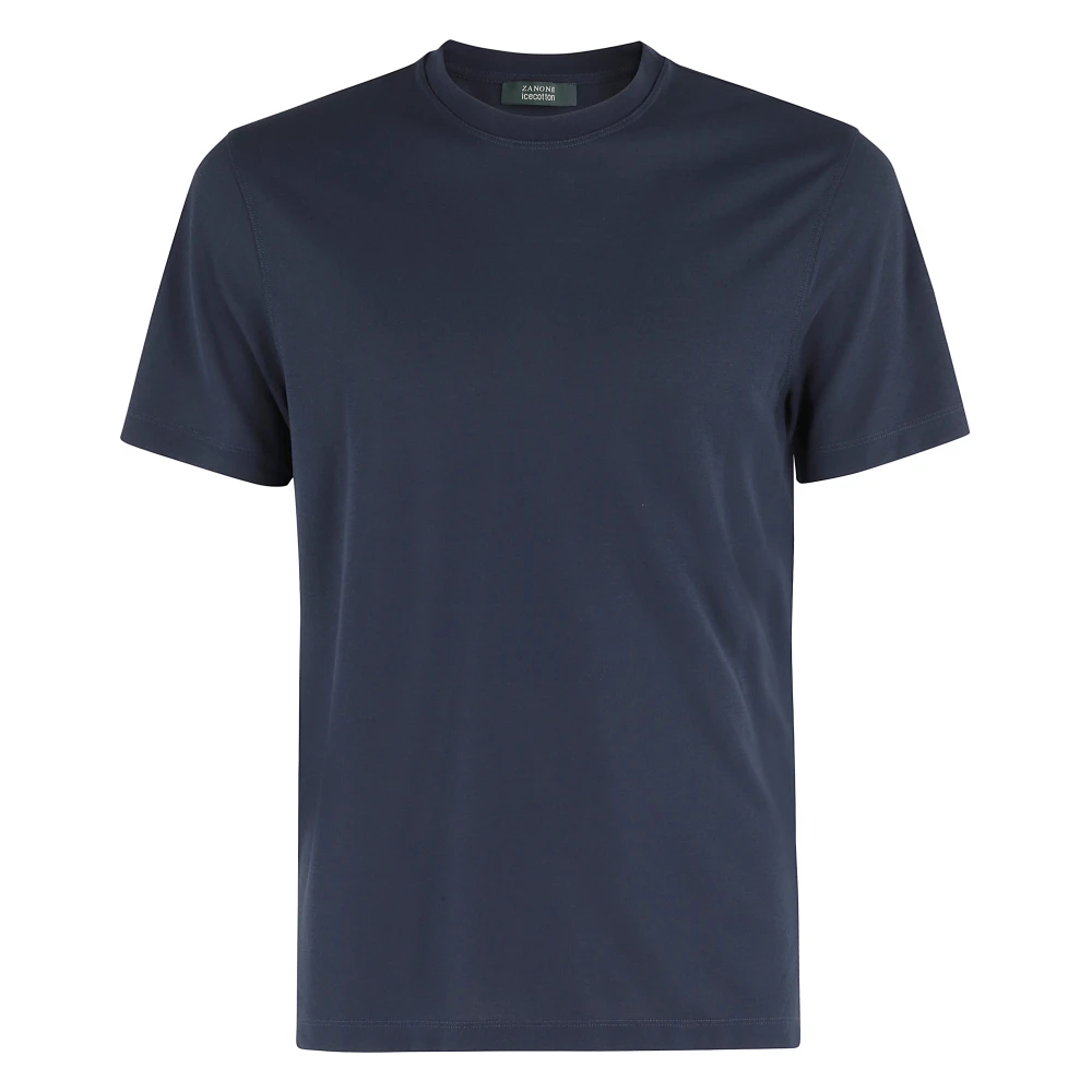 Zanone Herren Blau - Offener Halsausschnitt T-Shirt Kurzarm - Tops - 5XL