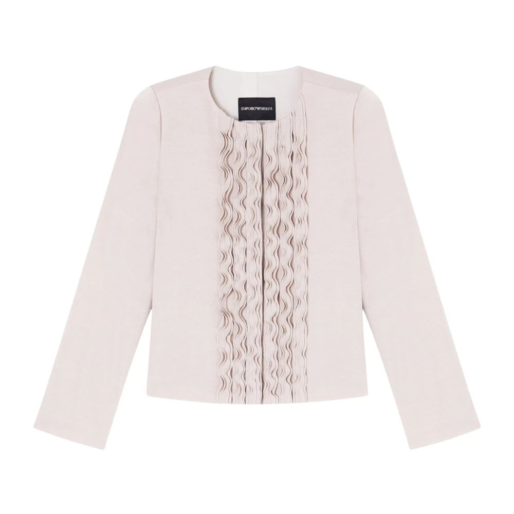 Emporio Armani Damen Beige - Jacke Aus Gewaschenem Twill Mit Taillierten Seiten - Jackets - M
