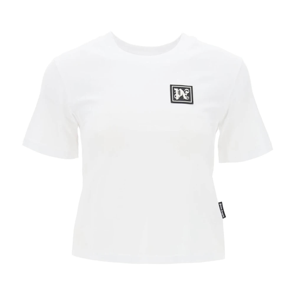 Palm Angels Damen Weiß - Ski Club T-Shirt Mit Monogramm-Patch - Tops - S