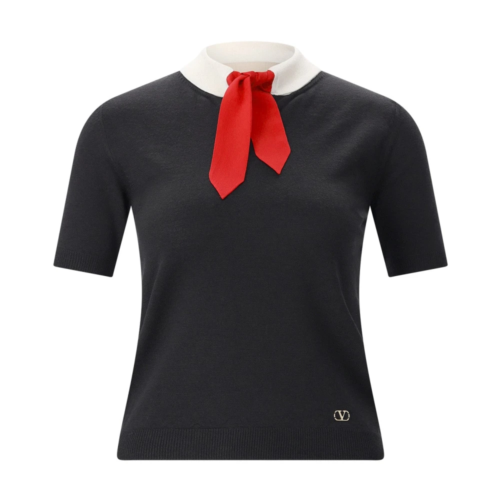 Valentino Damen Schwarz Pullover Mit Schleifenkragen, Gr. M - Bild 4