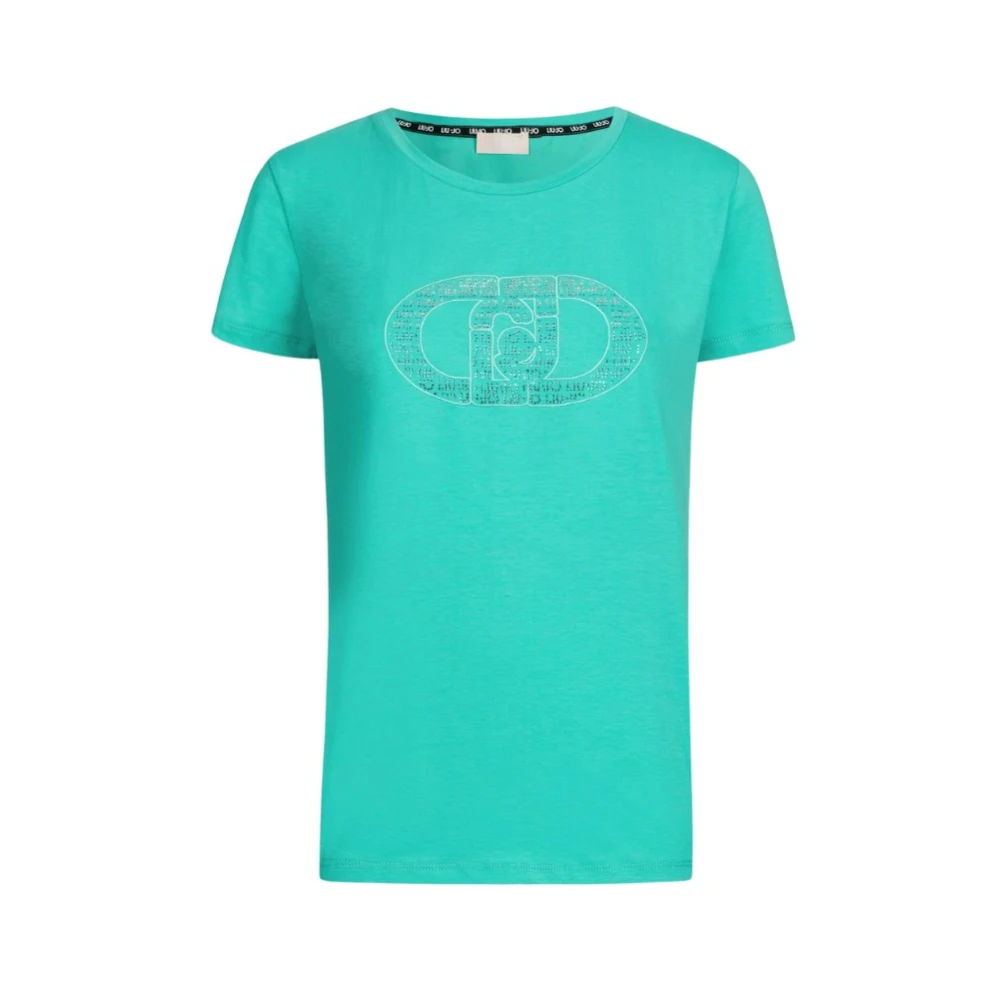 Liu Jo Damen Grün - Logo Gemstone T-Shirt Kurzarm - Tops - S