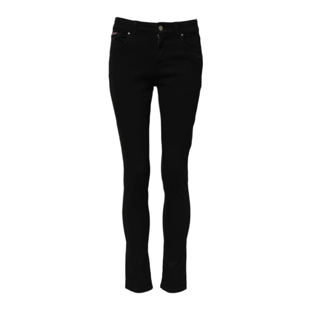 Dolce & Gabbana Damen Schwarz - E Skinny Denim Jeans Mit Logo - Jeans - K - Xs