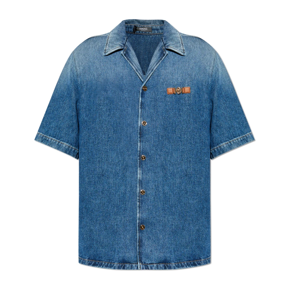 Versace Herren Blau - Denim-Hemd Mit Kurzen Ärmeln - Shirts - M