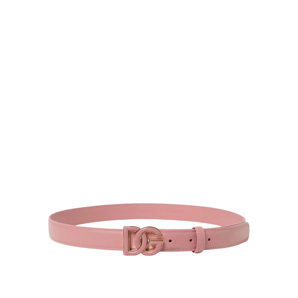 Dolce & Gabbana Damen Rosa - Ledergürtel Mit Dg-Schnalle - Accessories - 80 Cm