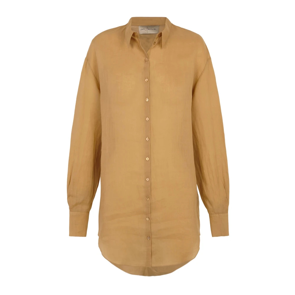 Cortana Damen Braun - Oversize Ramie Hemd - Blouses & Shirts - 2XS