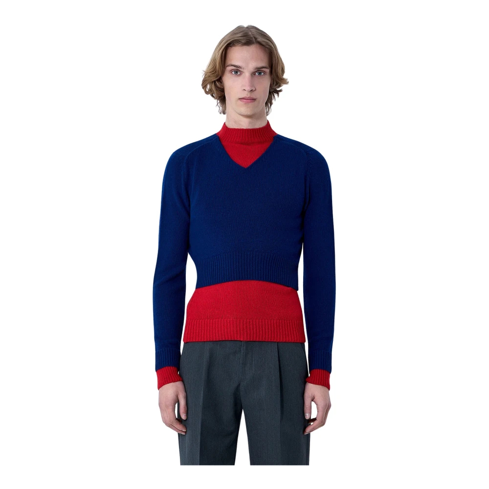 Jil Sander Herren Blau - Layered Strickpullover - Knitwear - L