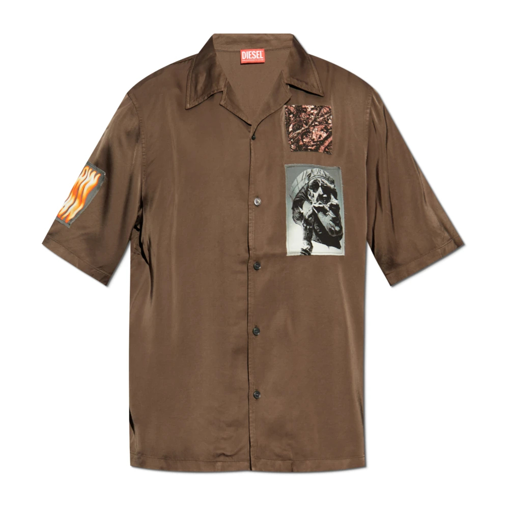 Diesel Herren Braun - Kurzärmeliges Hemd - Shirts - 2XL