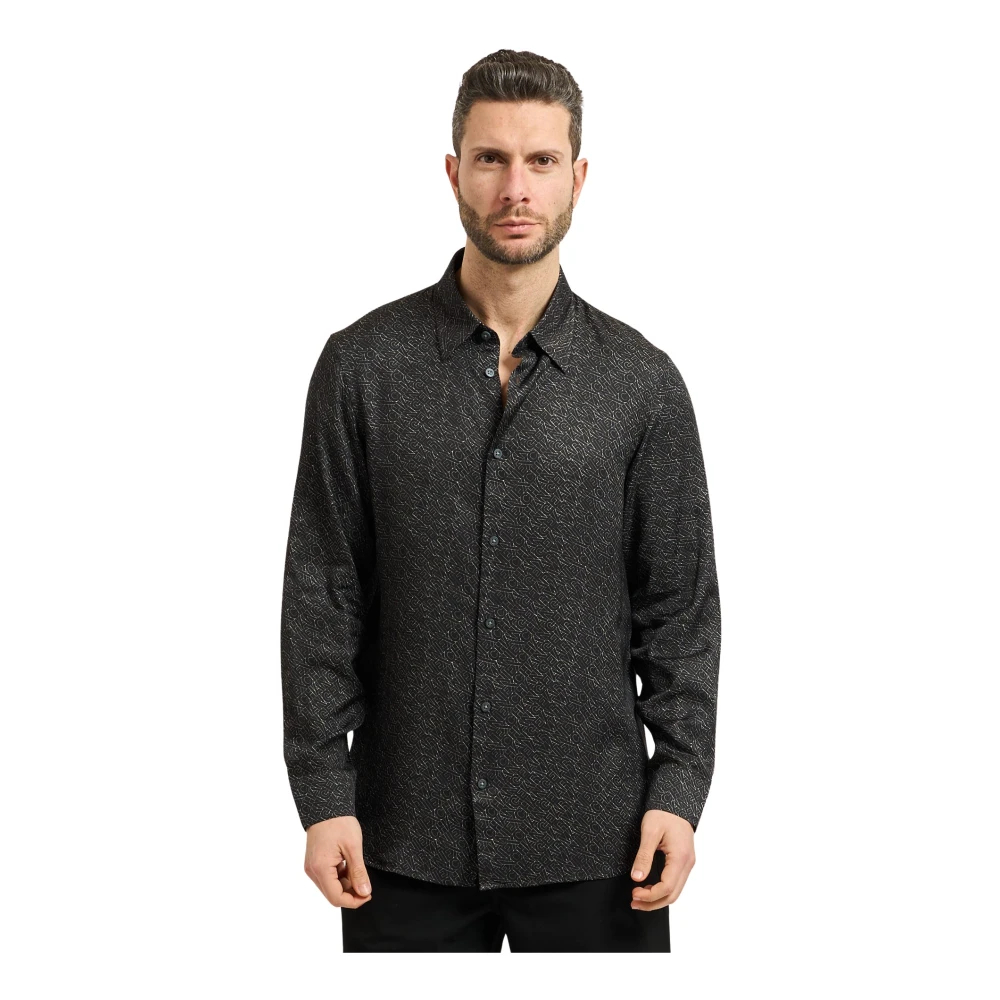Armani Exchange Herren Schwarz - Ax Langarmshirt - Shirts - K - S