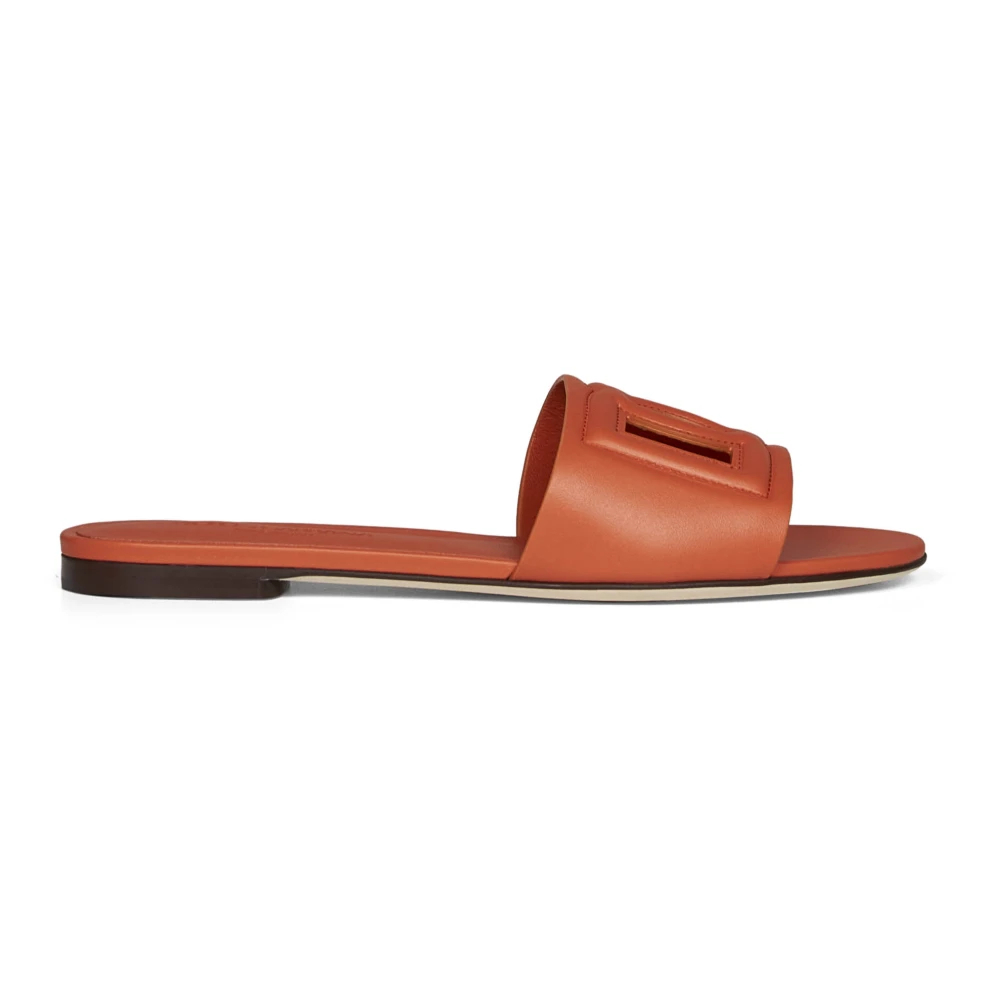 Dolce & Gabbana Damen Orange - Kalbsleder-Slider - Shoes - 40 Eu