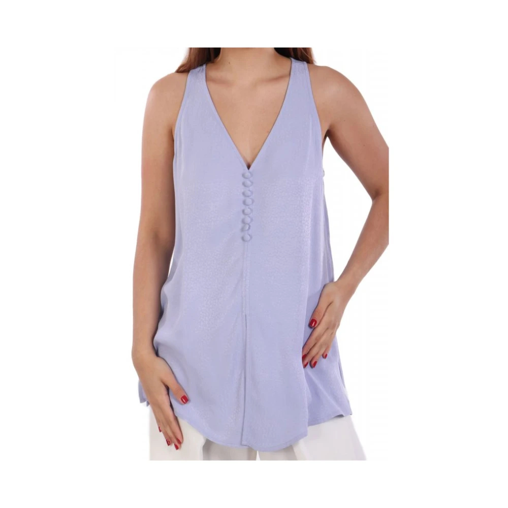 Emporio Armani Damen Violett - Armure Viscose V-Neck Top - Tops - Lila - M