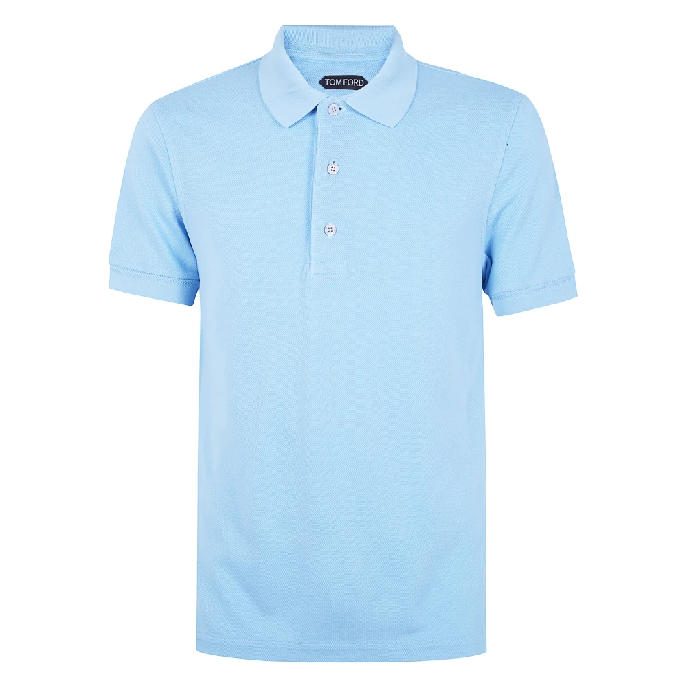 Tom Ford Herren Blau - Lyocell Piquet Kurzarm-Poloshirt - Tops - M