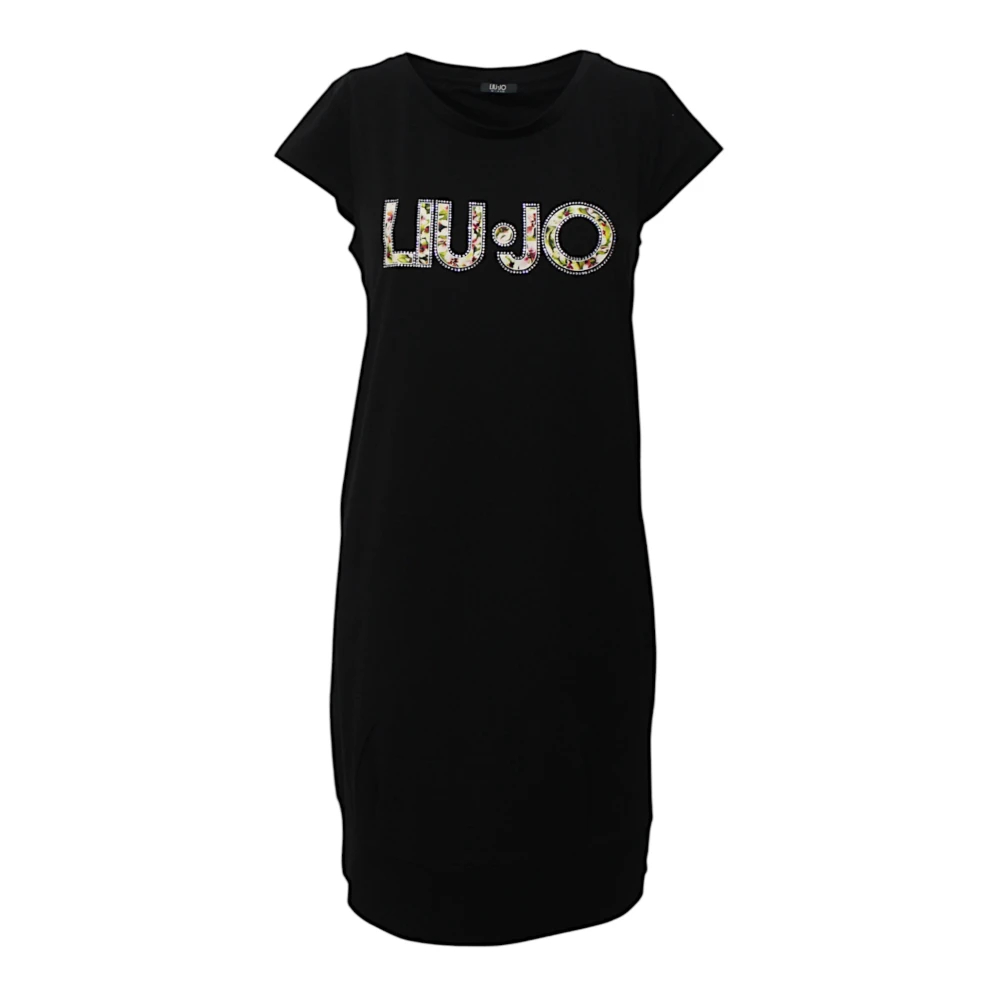 Liu Jo Damen Schwarz - Baumwollkleid Mit Kurzen Ärmeln - Dresses - K -L