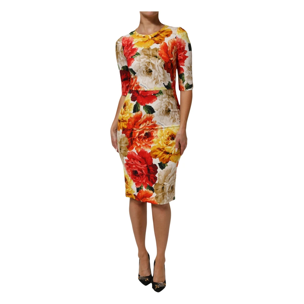 Dolce & Gabbana Damen Multicolor - Etuikleid Mit Kurzen Ärmeln - Dresses - Mehrfarbig - S