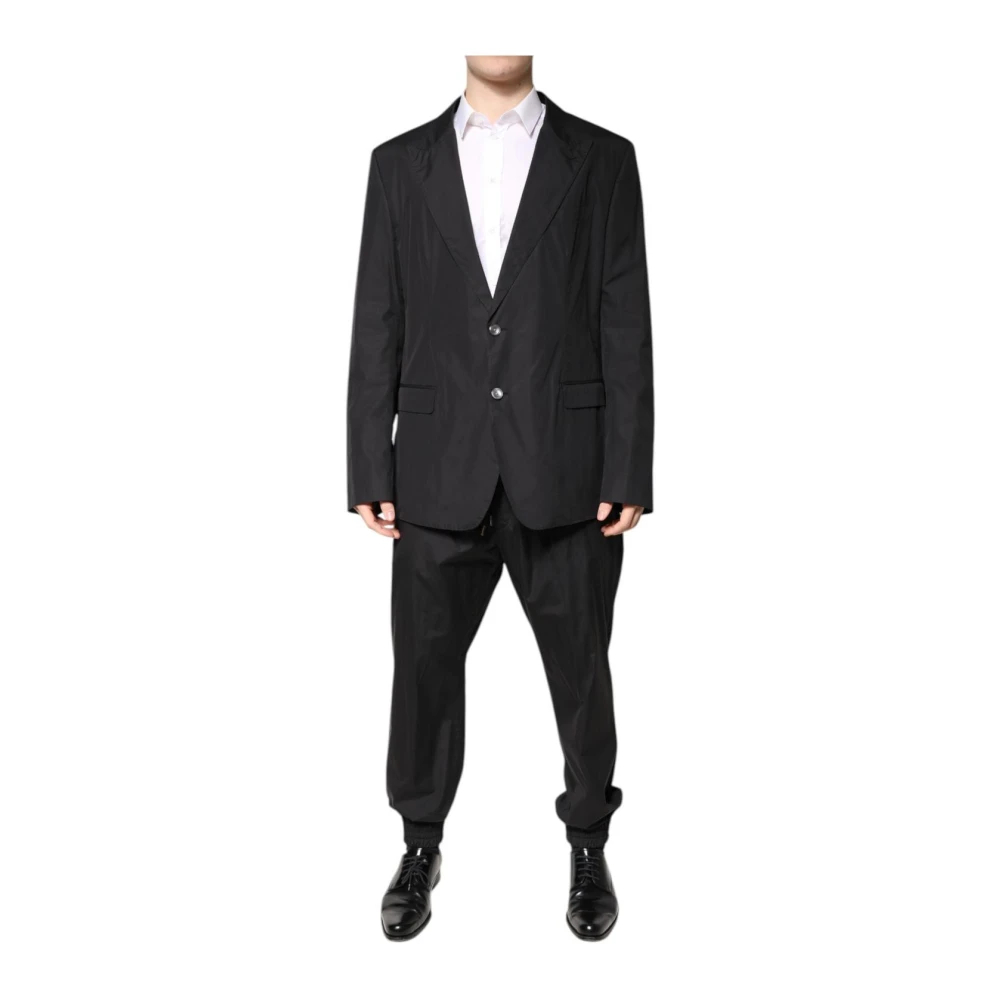 Dolce & Gabbana Herren Schwarz - Luxuriöser Seiden-2-Teiler - Suits - K - 4XL