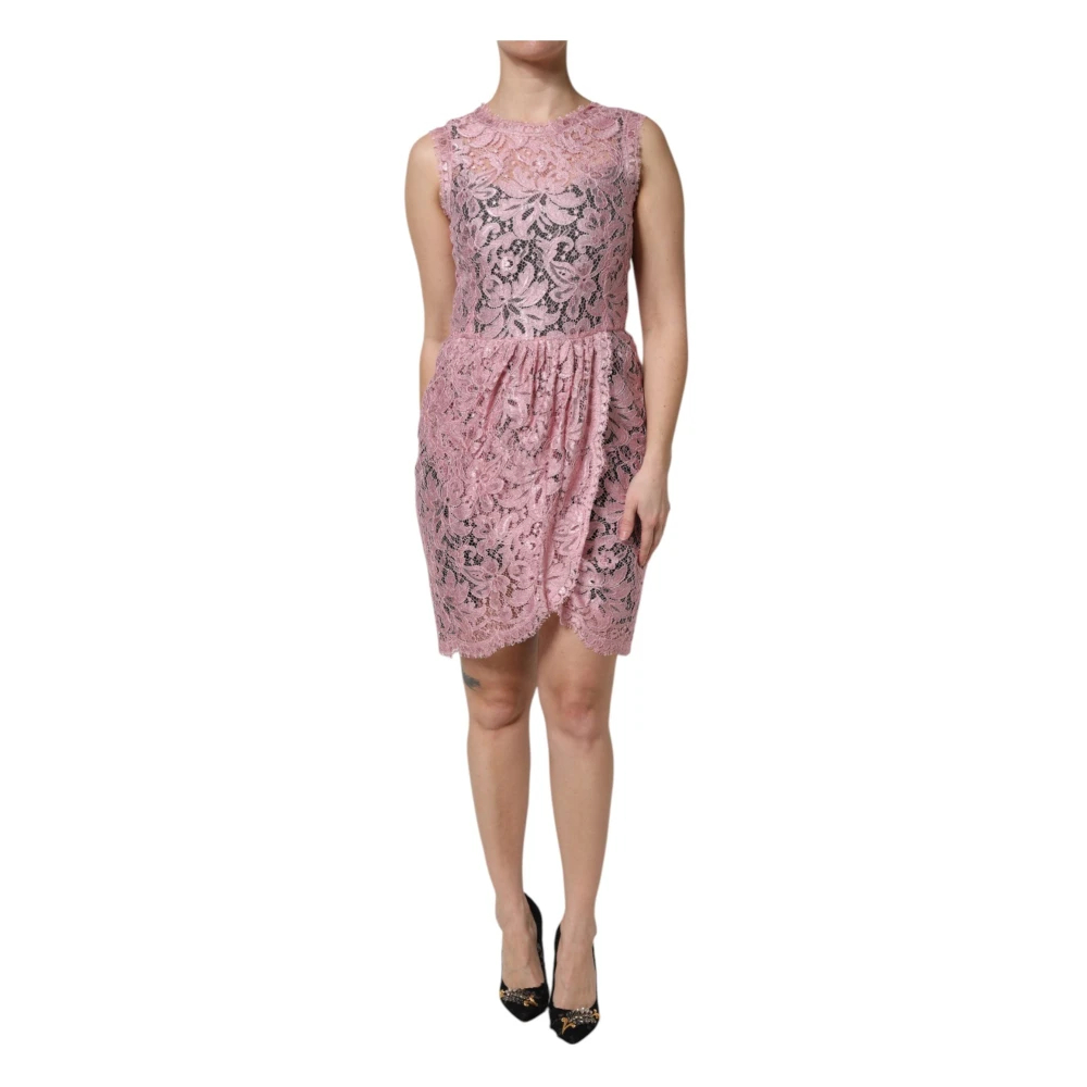 Dolce & Gabbana Damen Rosa - Blumenspitze Etuikleid - Dresses - S