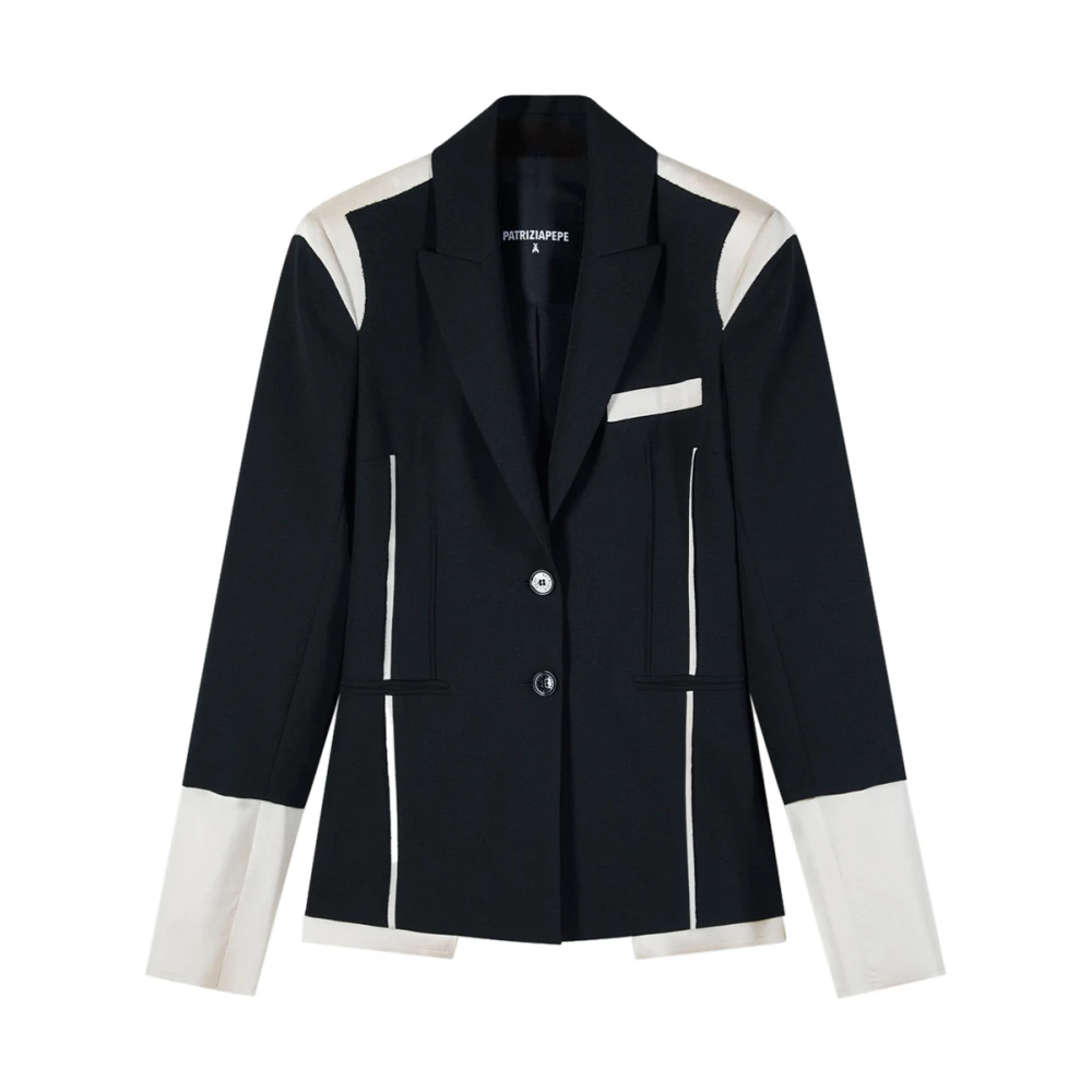 Patrizia Pepe Damen Schwarz - Colour Block Slim Blazer - Jackets - K - M