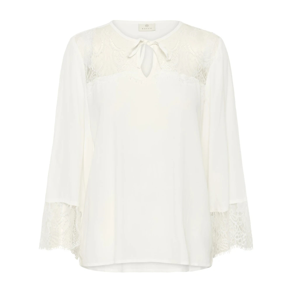 Kaffe Damen Blanc Langärmelige Bluse, April Lace - Bild 4
