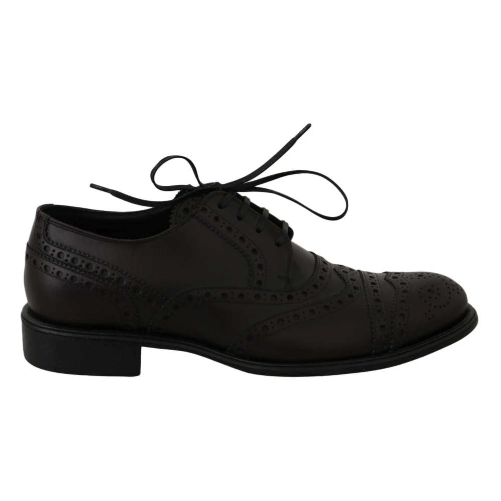Dolce & Gabbana Herren Schwarz - Elegante Bordeaux Wingtip Derby Schuhe - Shoes - K - 39 Eu